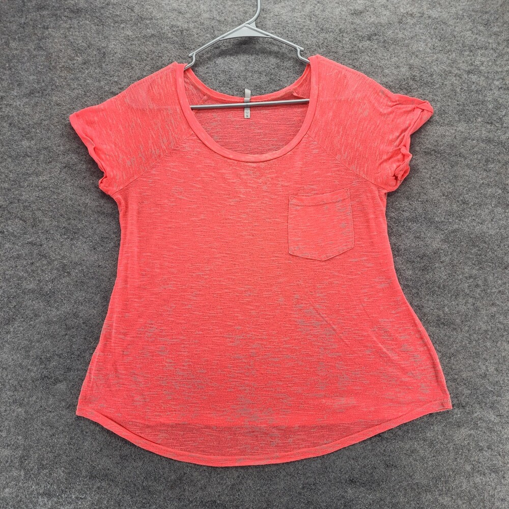 BKE Buckle Shirt Womens Small Short Sleeve Orange Burnout